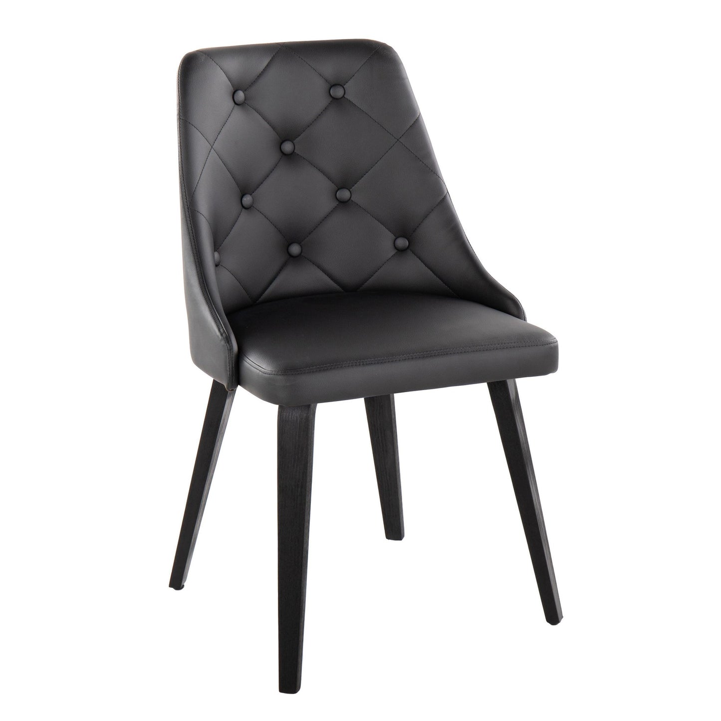 Marche Contemporary Accent/Dining Chair in Black Wood and Black Faux Leather   - Set of 2