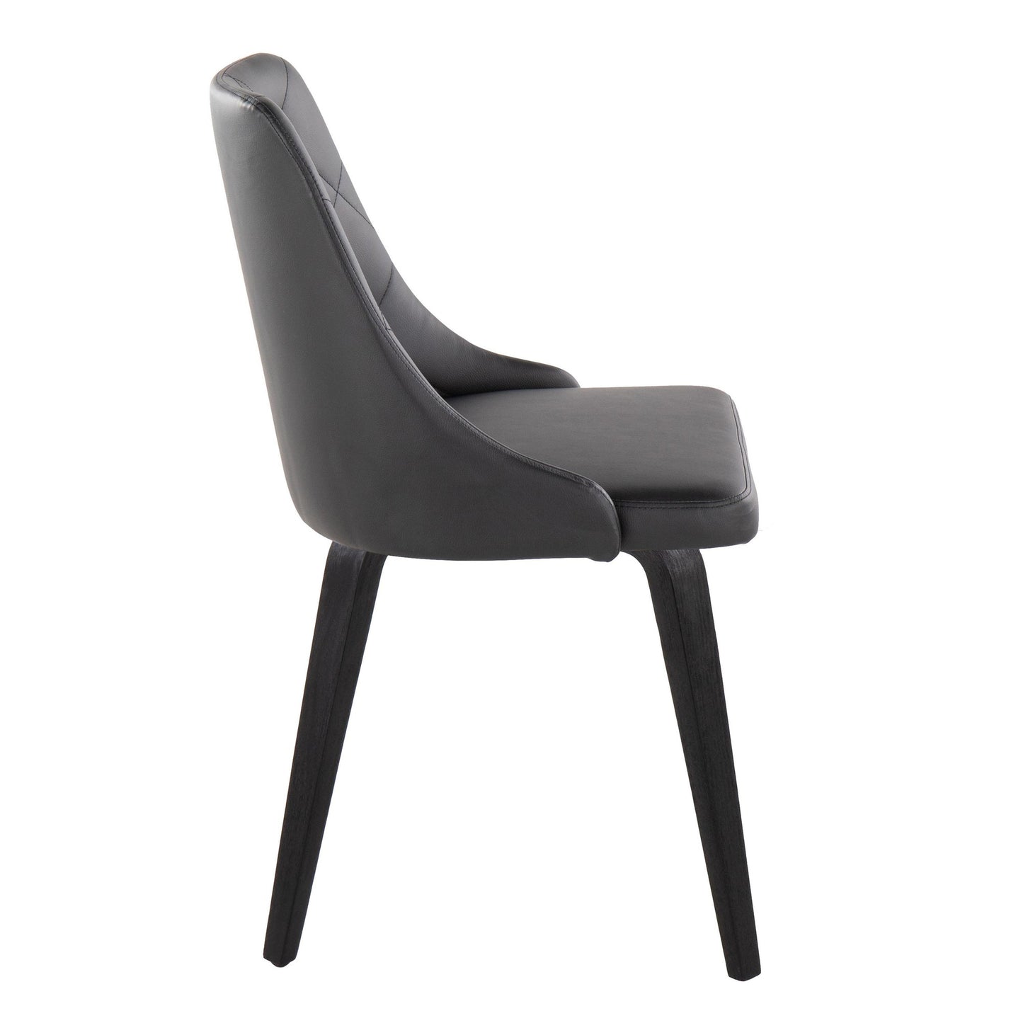 Marche Contemporary Accent/Dining Chair in Black Wood and Black Faux Leather   - Set of 2