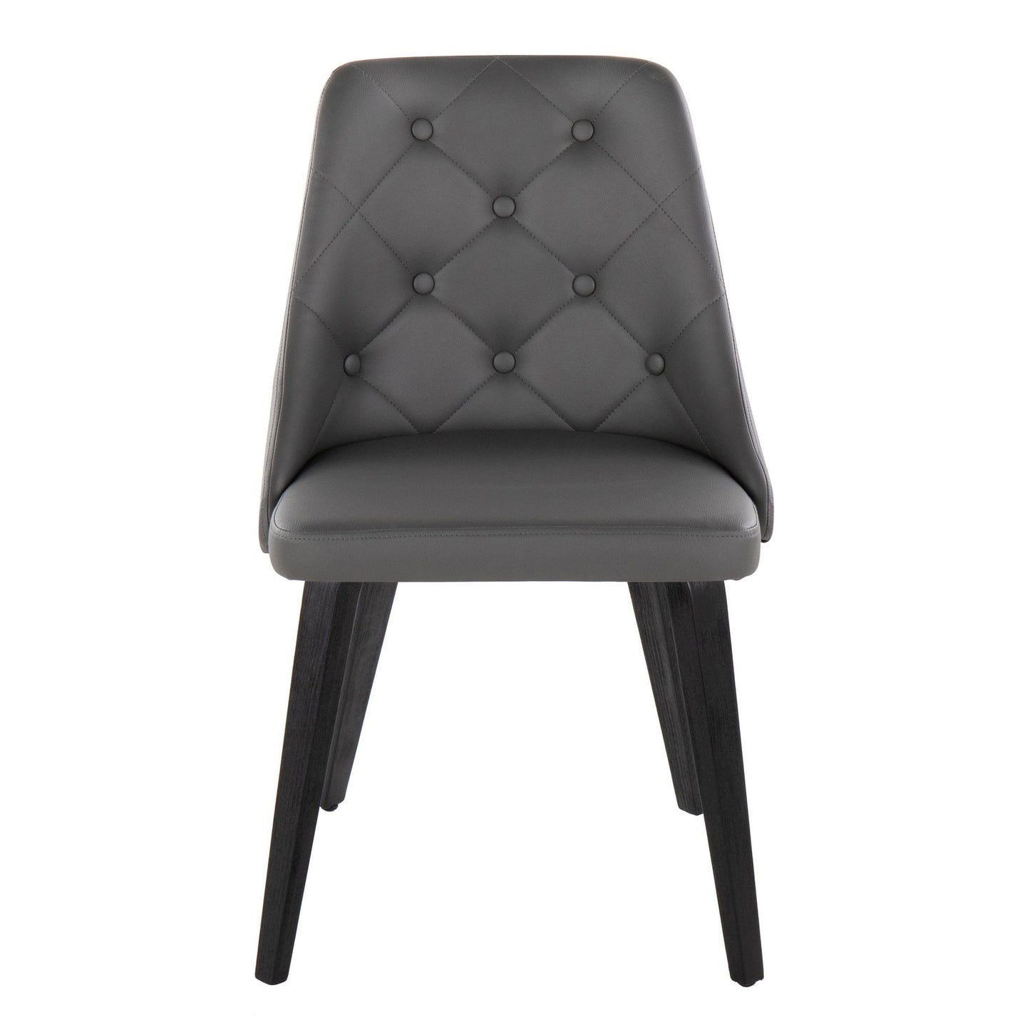 Marche Contemporary Accent/Dining Chair in Black Wood and Black Faux Leather   - Set of 2