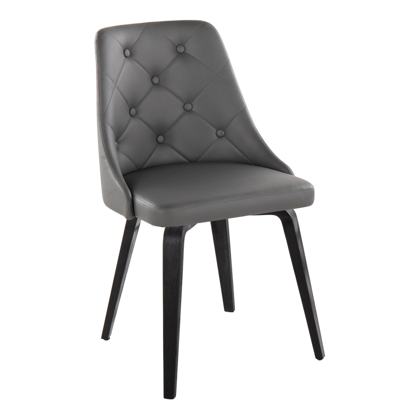 Marche Contemporary Accent/Dining Chair in Black Wood and Black Faux Leather   - Set of 2