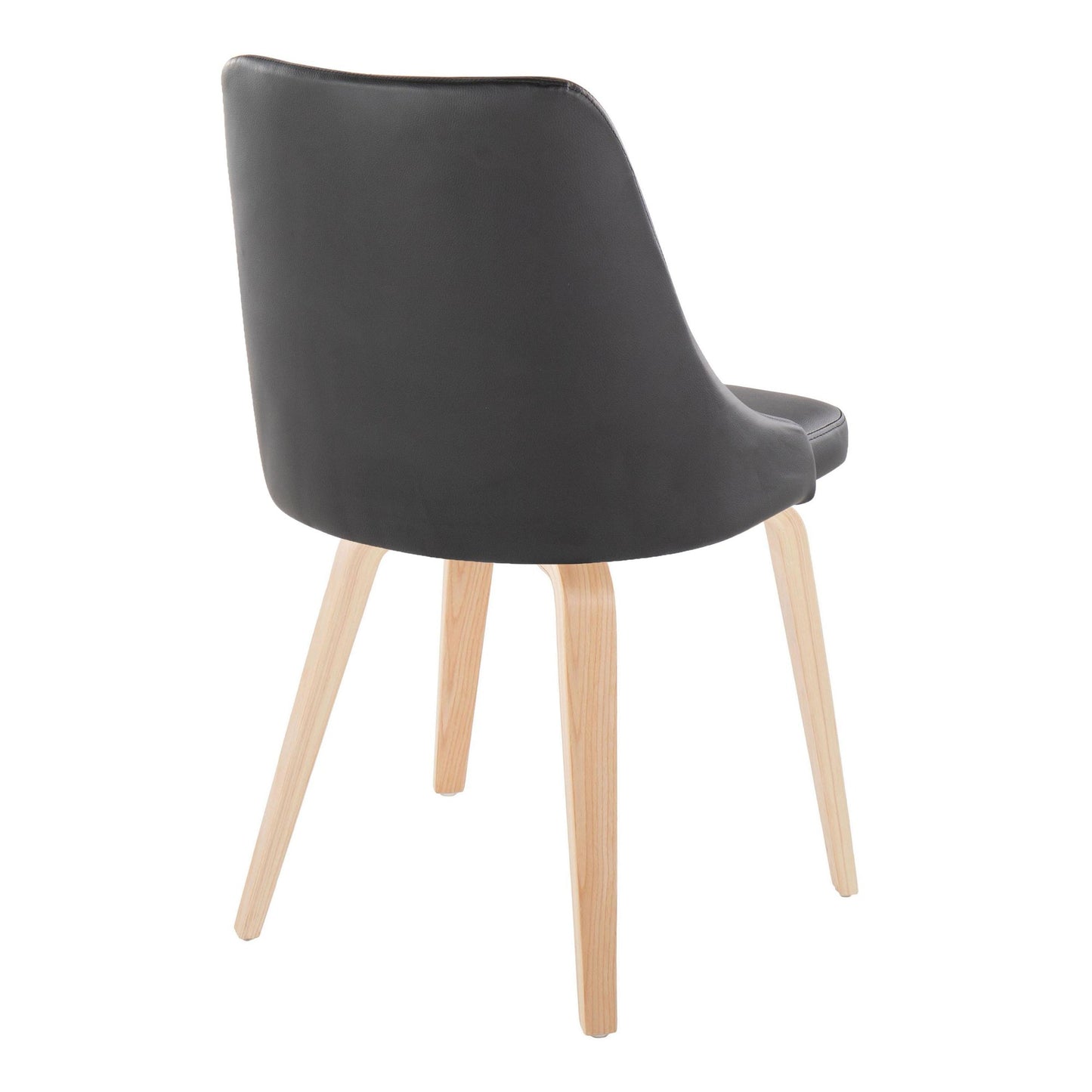 Marche Contemporary Accent/Dining Chair in Black Wood and Black Faux Leather   - Set of 2