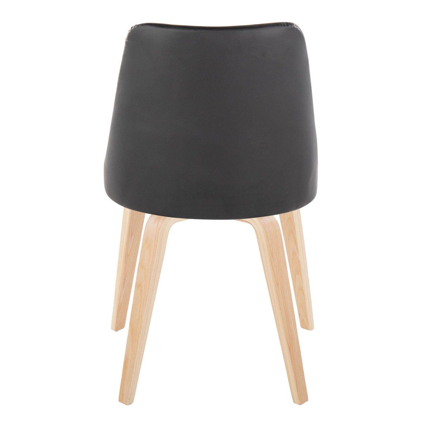 Marche Contemporary Accent/Dining Chair in Black Wood and Black Faux Leather   - Set of 2