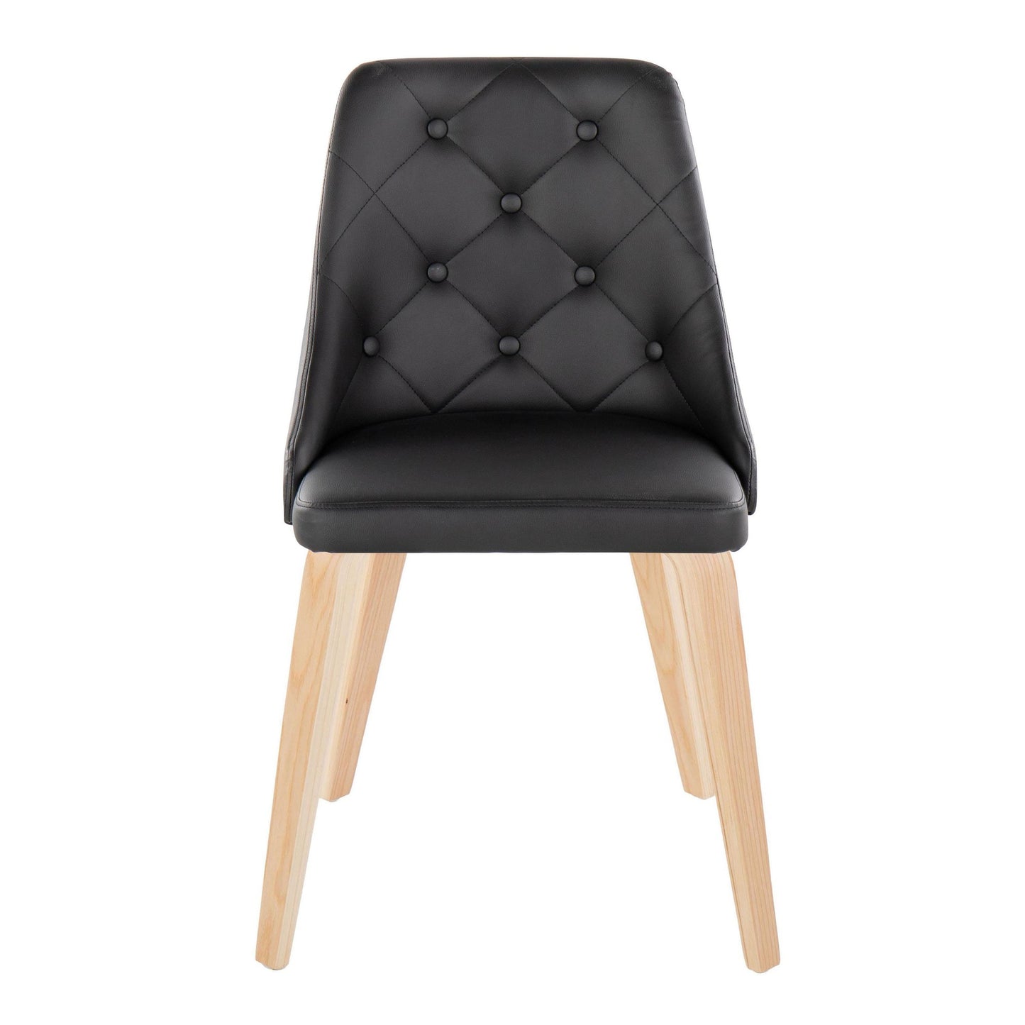 Marche Contemporary Accent/Dining Chair in Black Wood and Black Faux Leather   - Set of 2