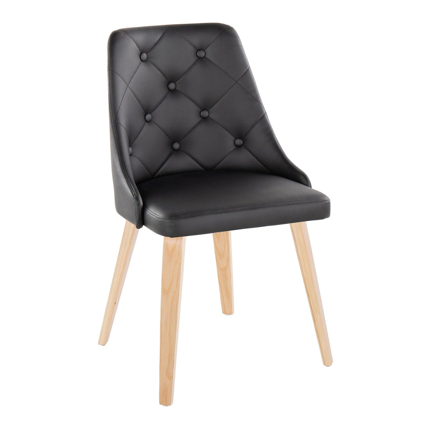 Marche Contemporary Accent/Dining Chair in Black Wood and Black Faux Leather   - Set of 2