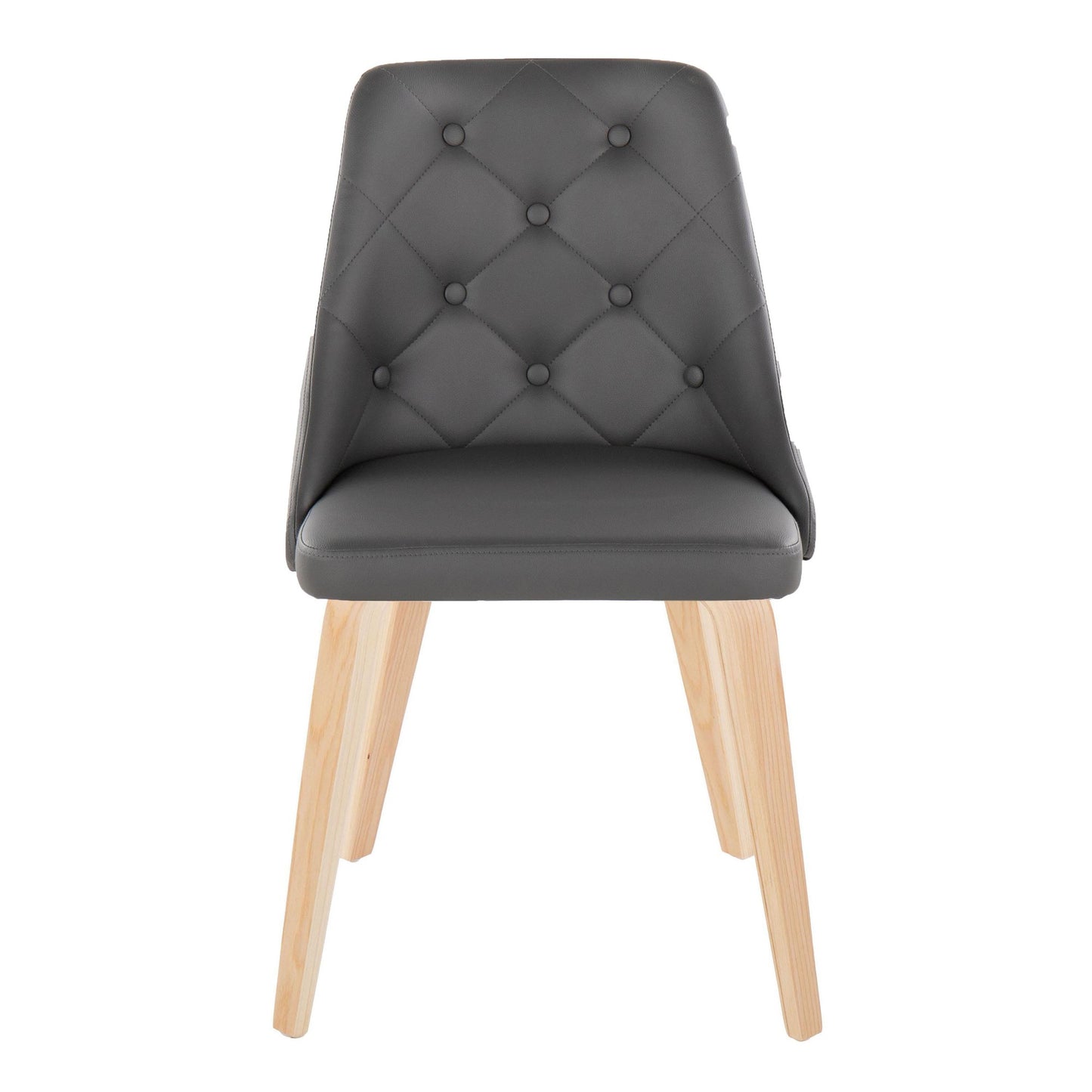 Marche Contemporary Accent/Dining Chair in Black Wood and Black Faux Leather   - Set of 2
