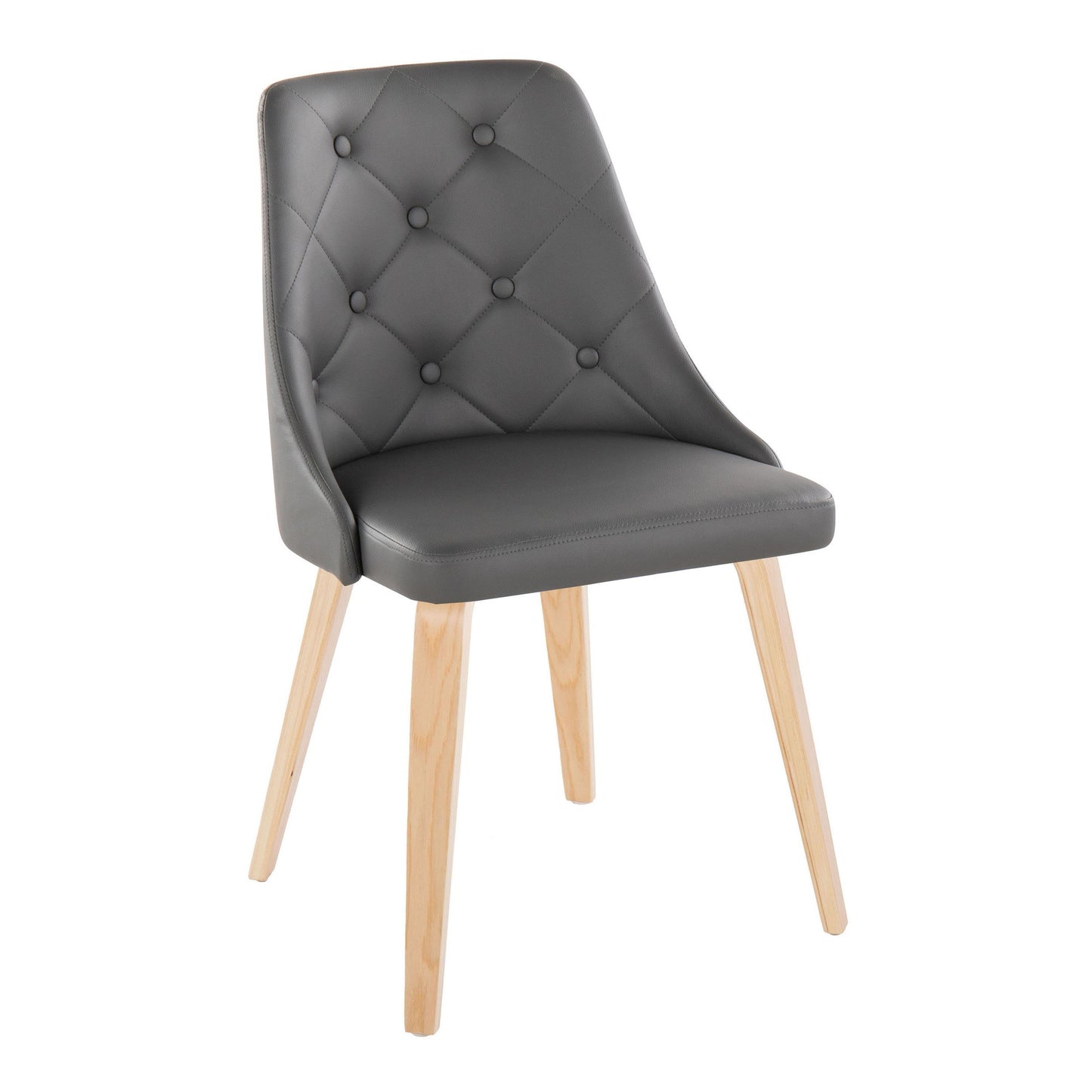 Marche Contemporary Accent/Dining Chair in Black Wood and Black Faux Leather   - Set of 2
