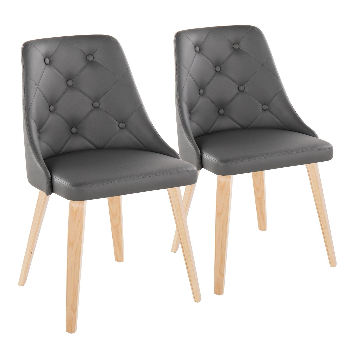 Marche Contemporary Accent/Dining Chair in Black Wood and Black Faux Leather   - Set of 2