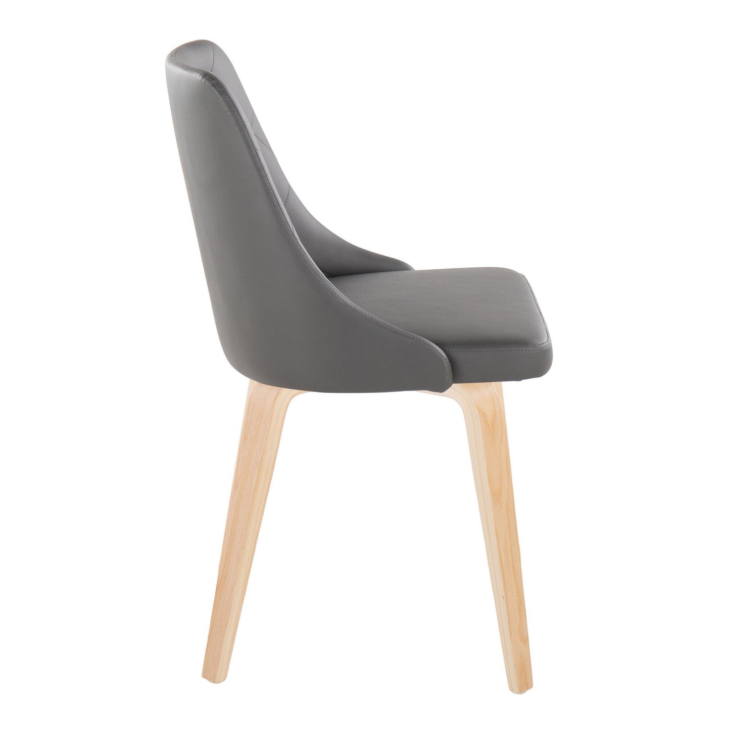 Marche Contemporary Accent/Dining Chair in Black Wood and Black Faux Leather   - Set of 2