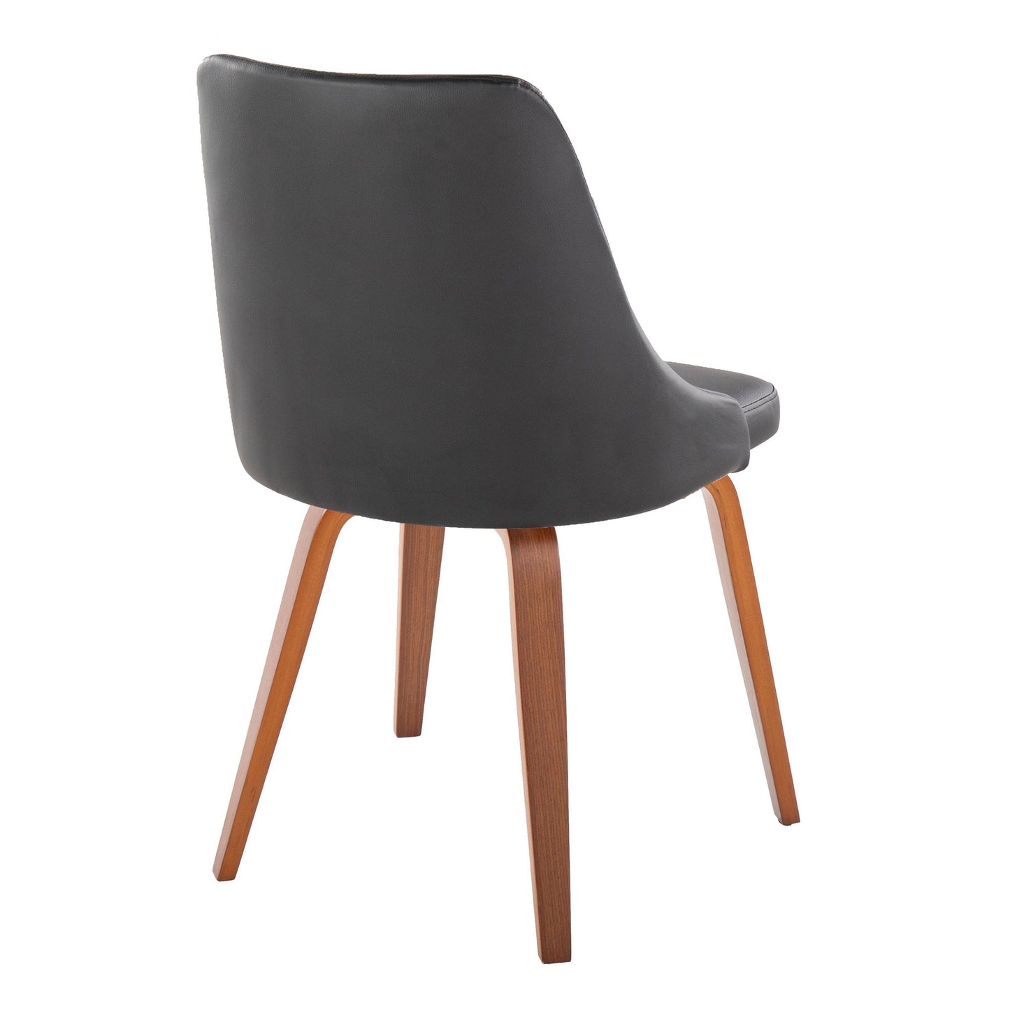 Marche Contemporary Accent/Dining Chair in Black Wood and Black Faux Leather   - Set of 2
