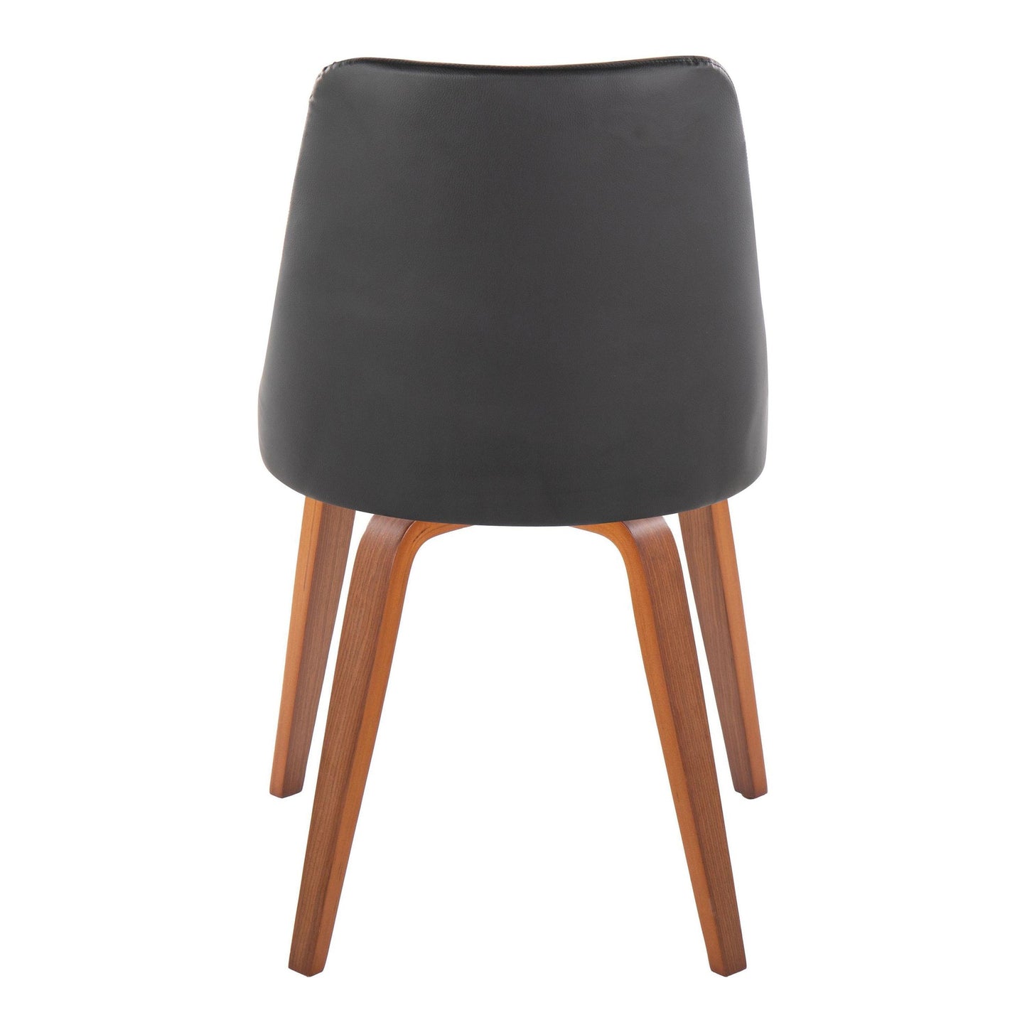 Marche Contemporary Accent/Dining Chair in Black Wood and Black Faux Leather   - Set of 2