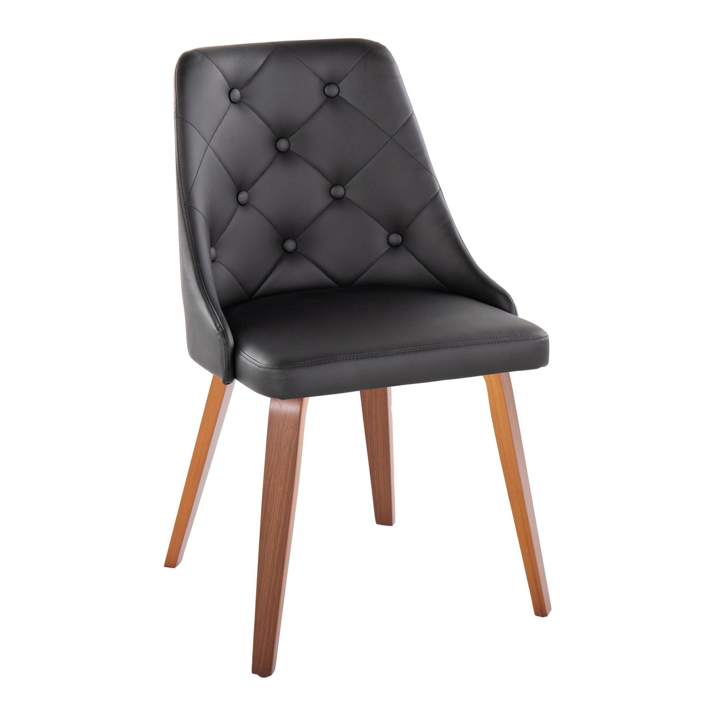 Marche Contemporary Accent/Dining Chair in Black Wood and Black Faux Leather   - Set of 2