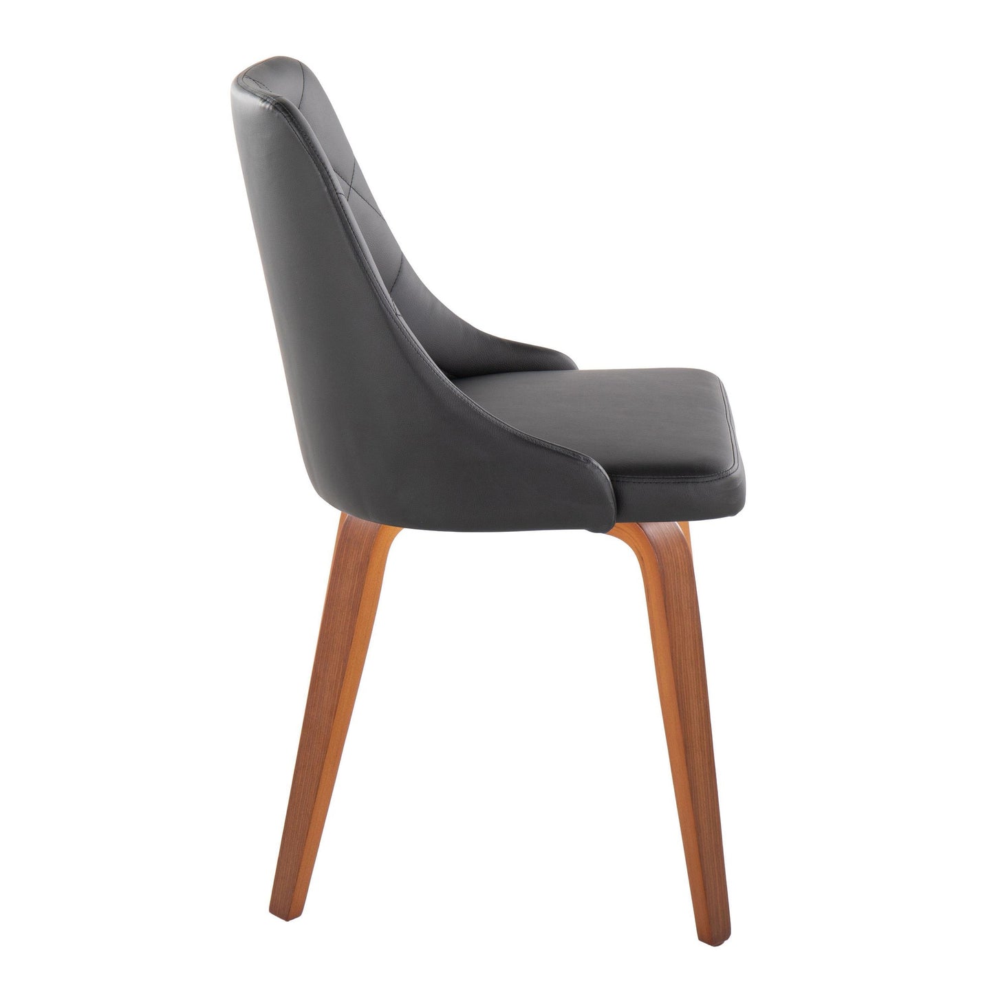 Marche Contemporary Accent/Dining Chair in Black Wood and Black Faux Leather   - Set of 2
