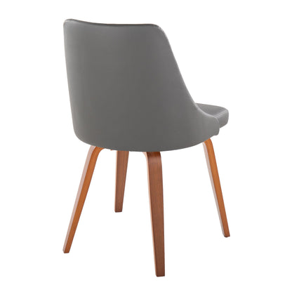 Marche Contemporary Accent/Dining Chair in Black Wood and Black Faux Leather   - Set of 2