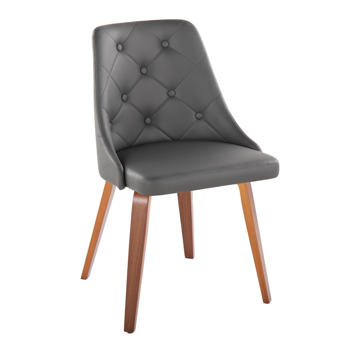 Marche Contemporary Accent/Dining Chair in Black Wood and Black Faux Leather   - Set of 2