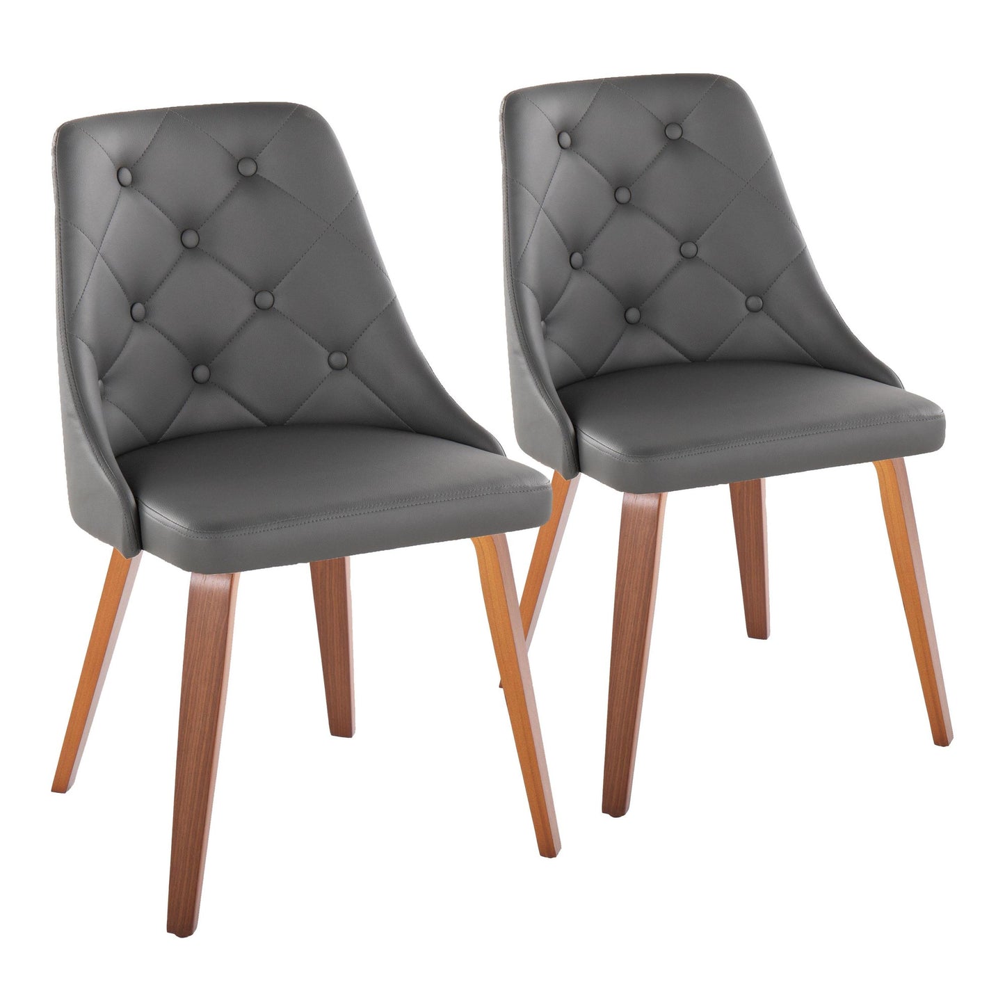Marche Contemporary Accent/Dining Chair in Black Wood and Black Faux Leather   - Set of 2