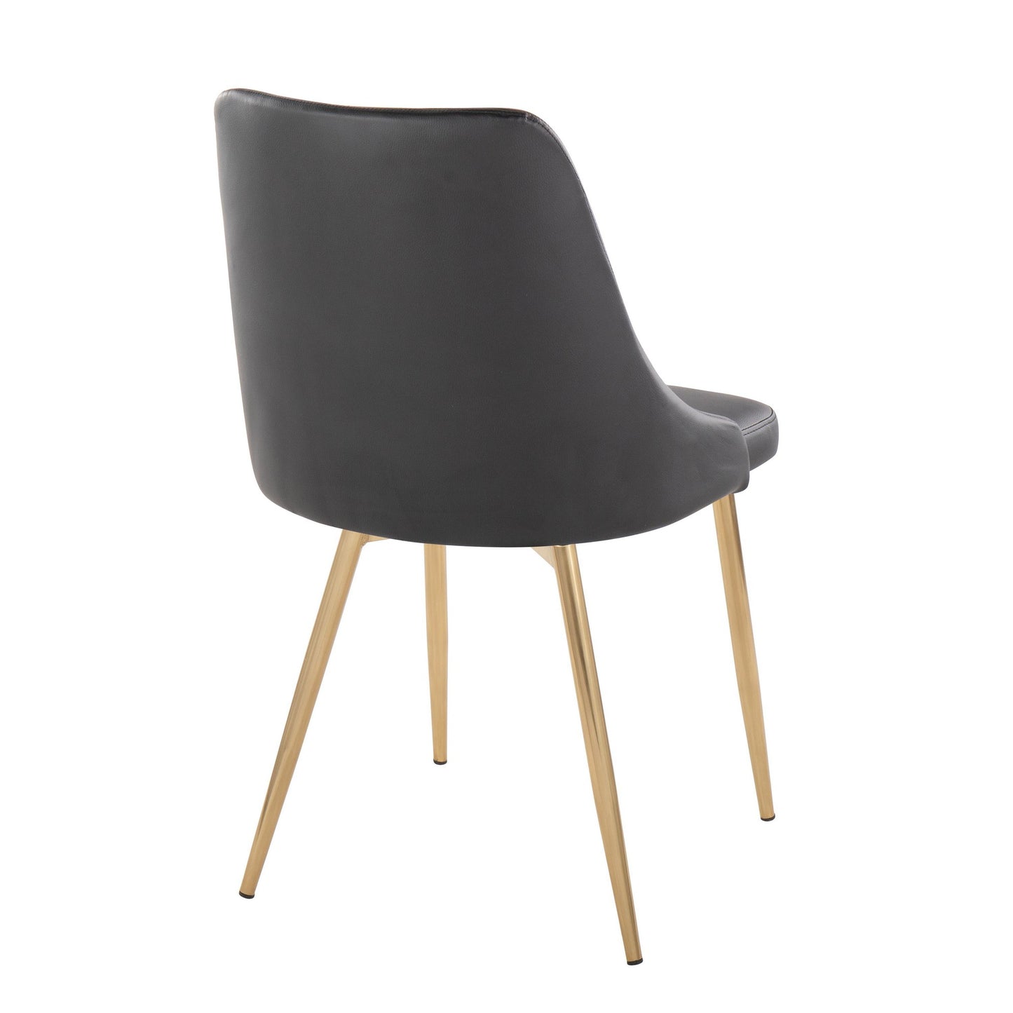 Marche Contemporary Accent/Dining Chair in Black Wood and Black Faux Leather   - Set of 2
