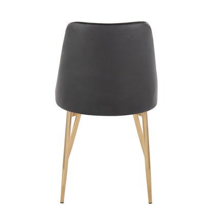 Marche Contemporary Accent/Dining Chair in Black Wood and Black Faux Leather   - Set of 2