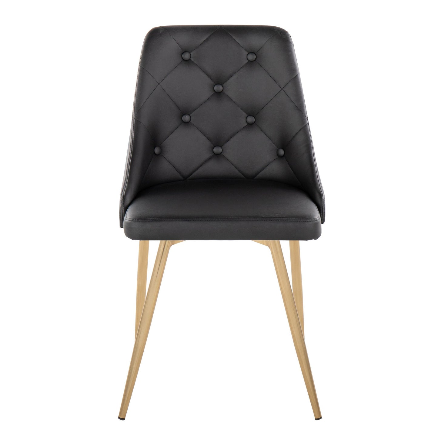 Marche Contemporary Accent/Dining Chair in Black Wood and Black Faux Leather   - Set of 2