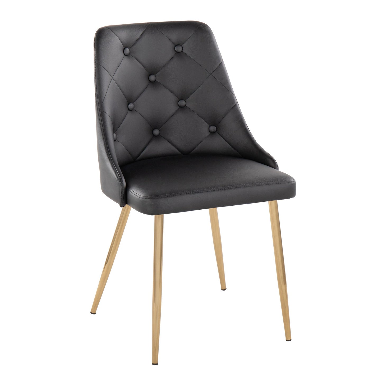 Marche Contemporary Accent/Dining Chair in Black Wood and Black Faux Leather   - Set of 2