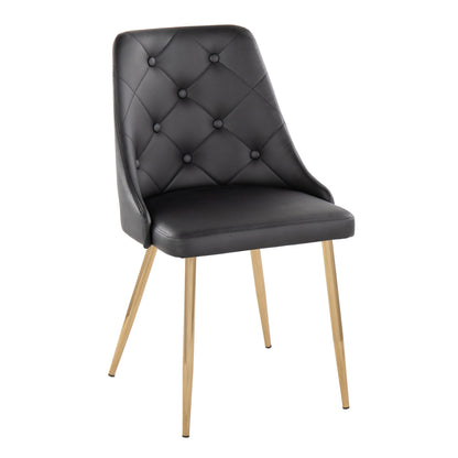 Marche Contemporary Accent/Dining Chair in Black Wood and Black Faux Leather   - Set of 2