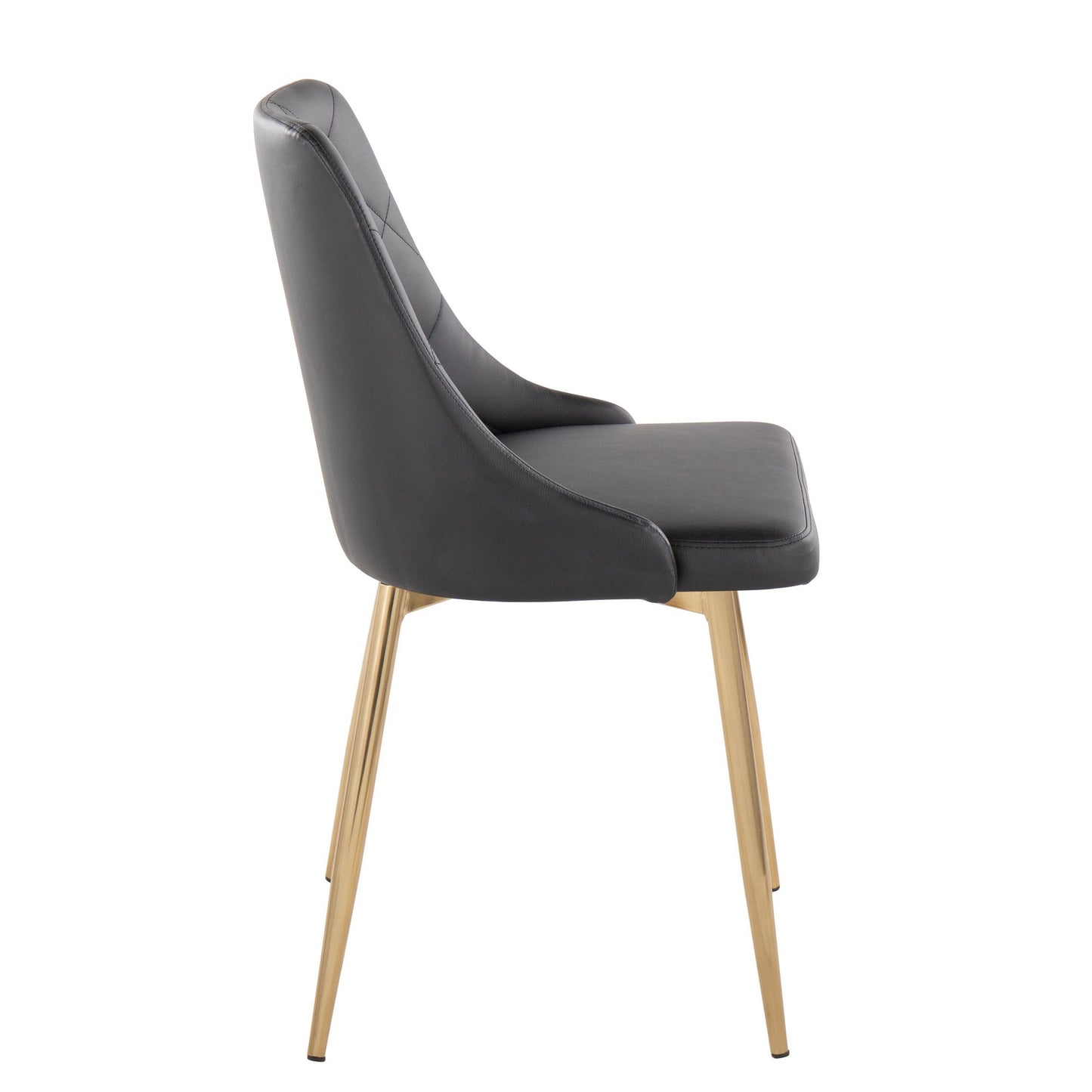 Marche Contemporary Accent/Dining Chair in Black Wood and Black Faux Leather   - Set of 2