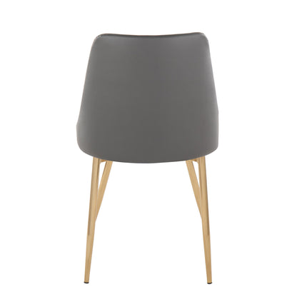 Marche Contemporary Accent/Dining Chair in Black Wood and Black Faux Leather   - Set of 2