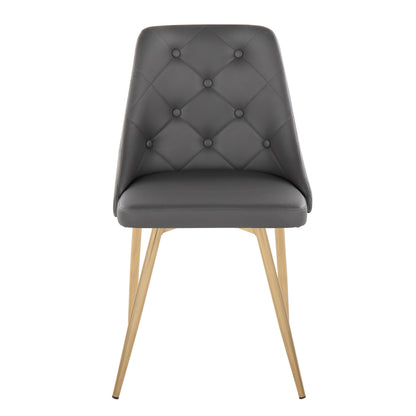 Marche Contemporary Accent/Dining Chair in Black Wood and Black Faux Leather   - Set of 2
