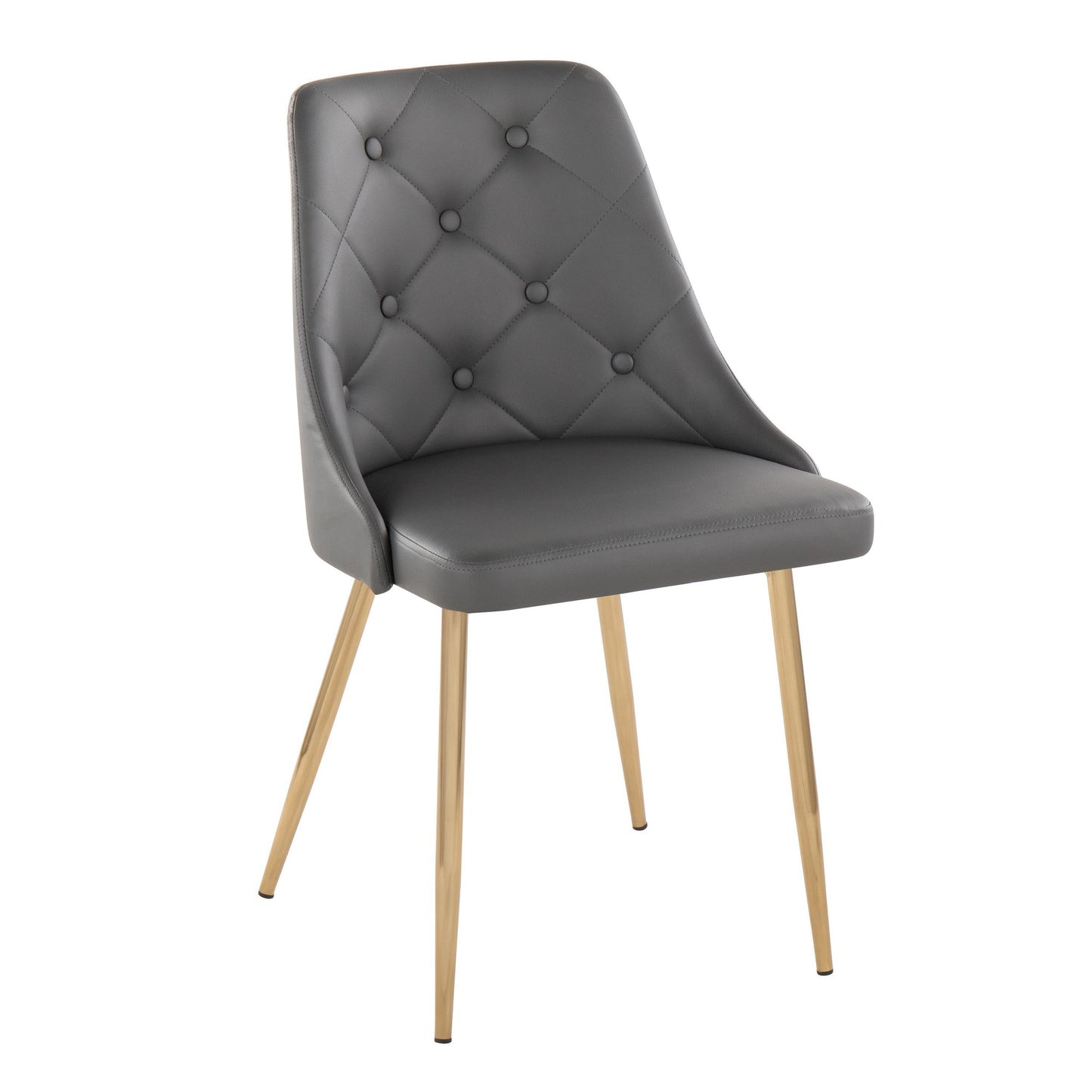 Marche Contemporary Accent/Dining Chair in Black Wood and Black Faux Leather   - Set of 2