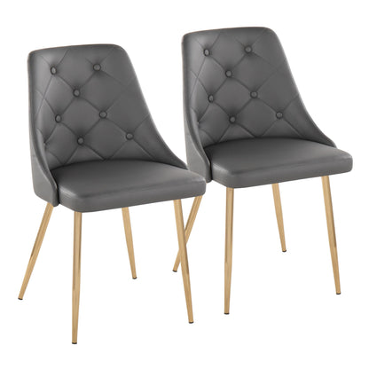Marche Contemporary Accent/Dining Chair in Black Wood and Black Faux Leather   - Set of 2