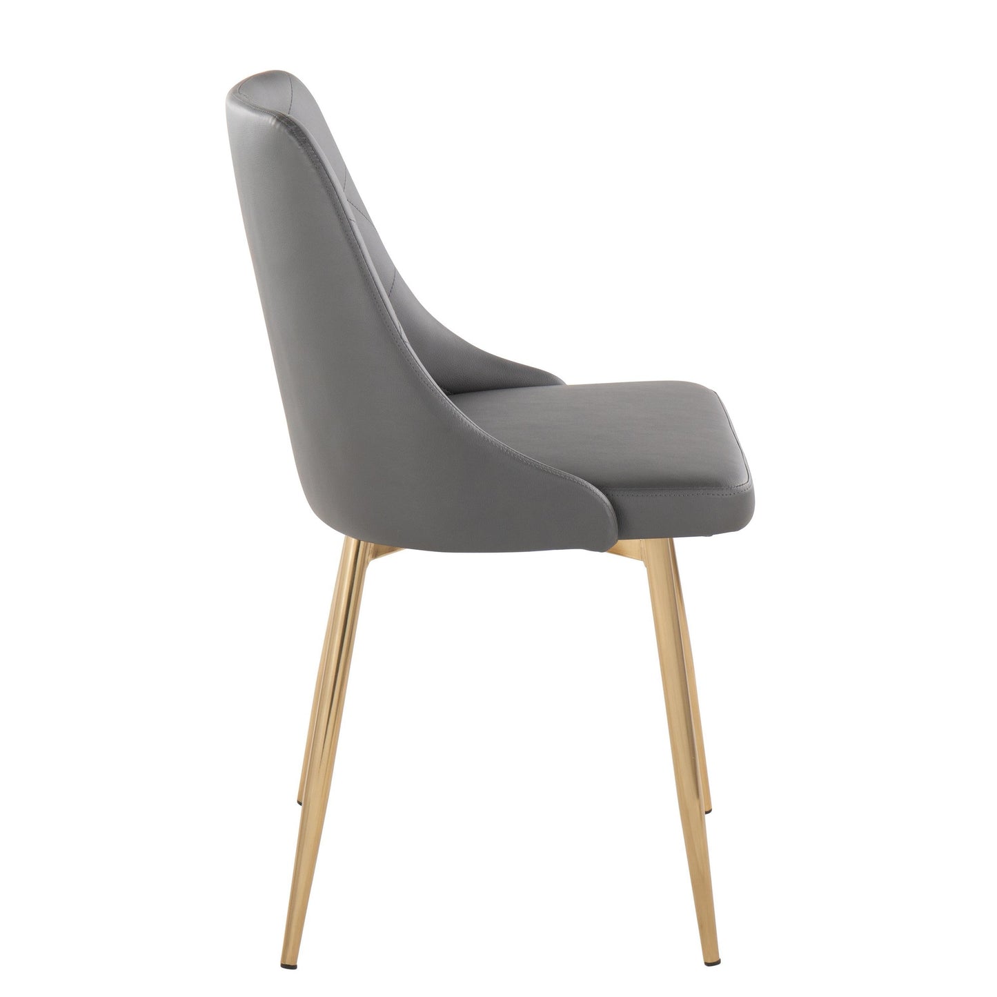 Marche Contemporary Accent/Dining Chair in Black Wood and Black Faux Leather   - Set of 2