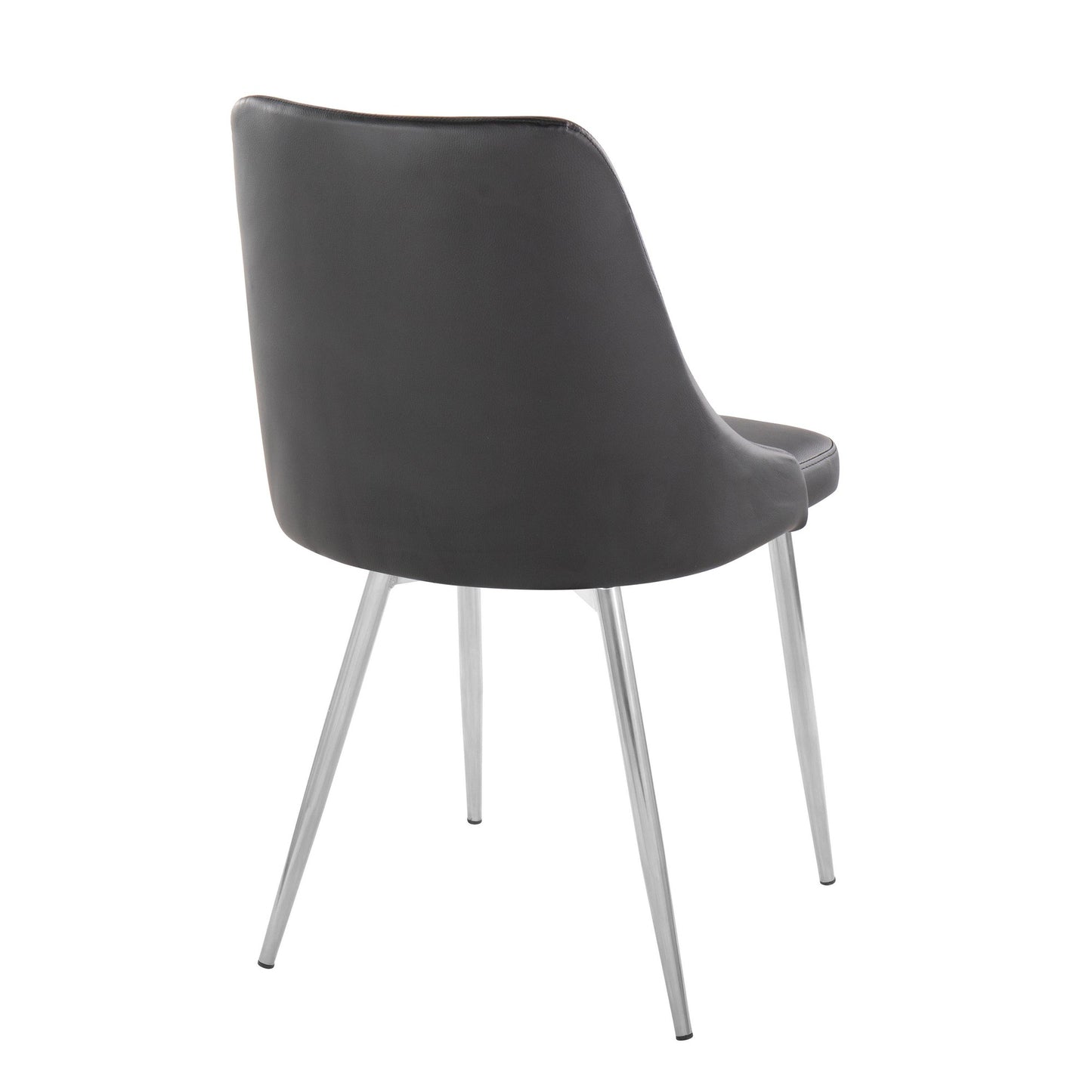 Marche Contemporary Accent/Dining Chair in Black Wood and Black Faux Leather   - Set of 2