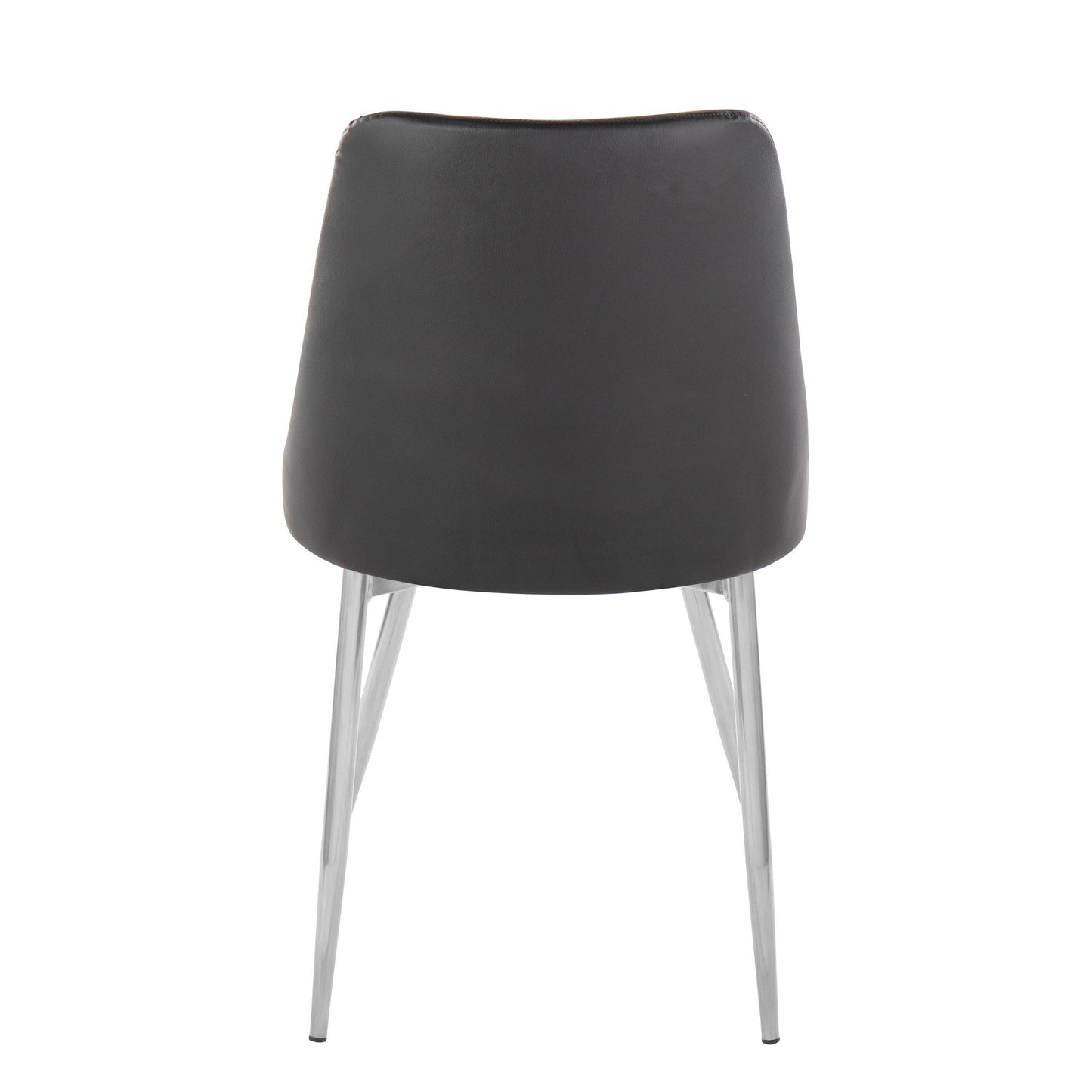 Marche Contemporary Accent/Dining Chair in Black Wood and Black Faux Leather   - Set of 2