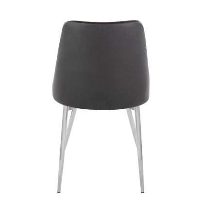 Marche Contemporary Accent/Dining Chair in Black Wood and Black Faux Leather   - Set of 2