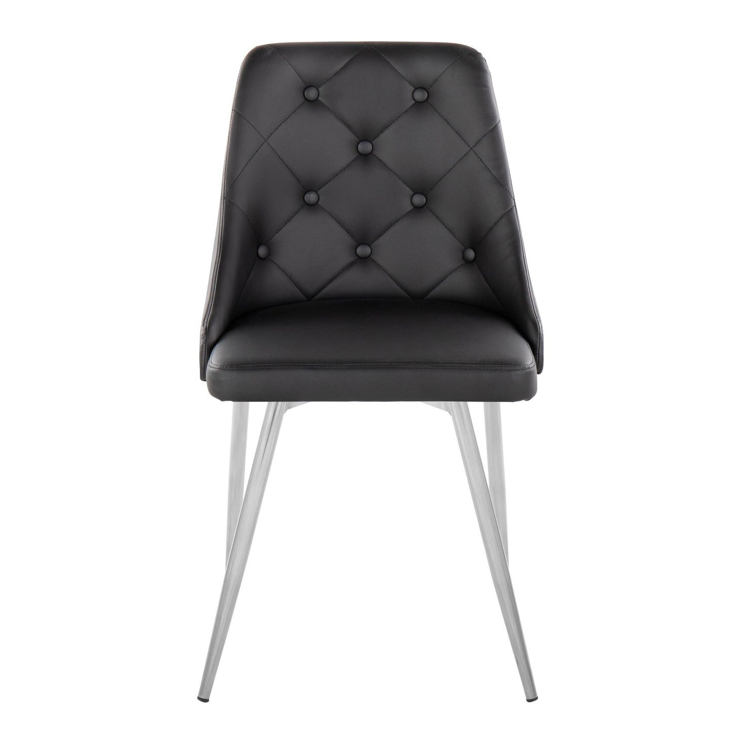 Marche Contemporary Accent/Dining Chair in Black Wood and Black Faux Leather   - Set of 2