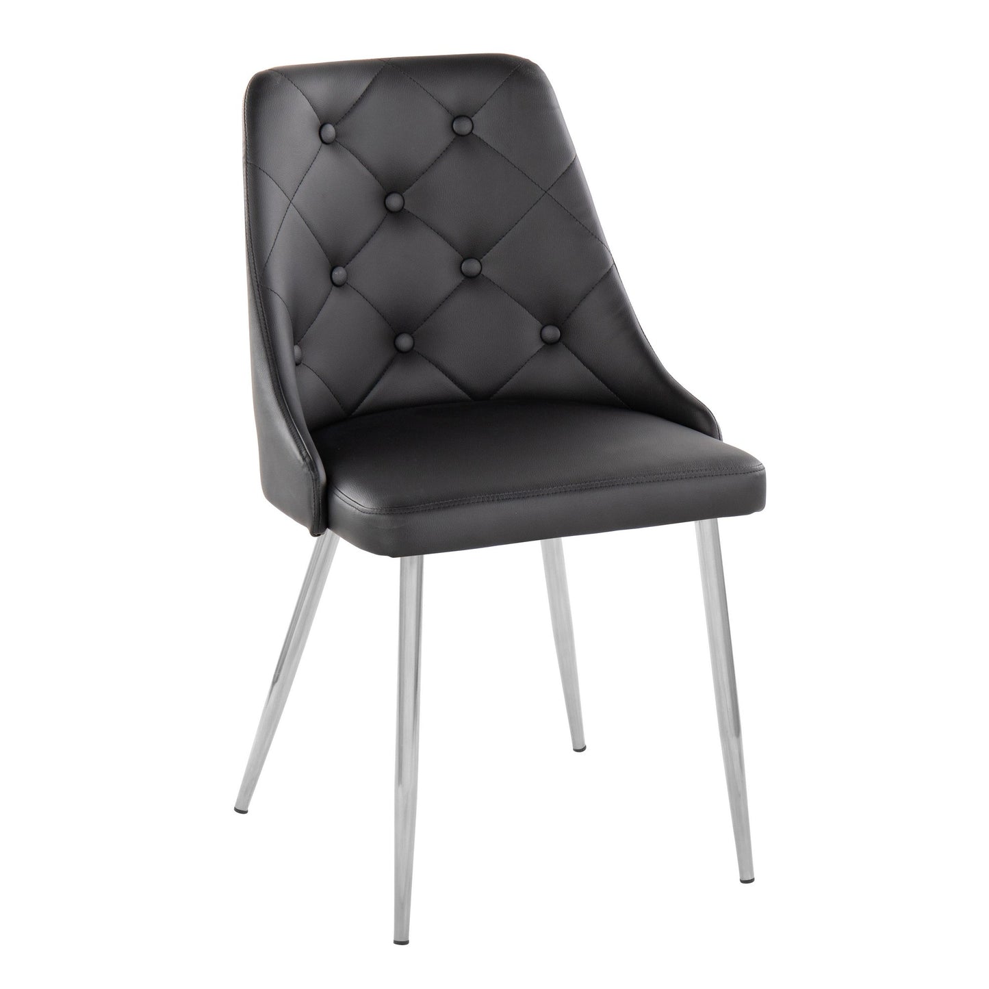 Marche Contemporary Accent/Dining Chair in Black Wood and Black Faux Leather   - Set of 2