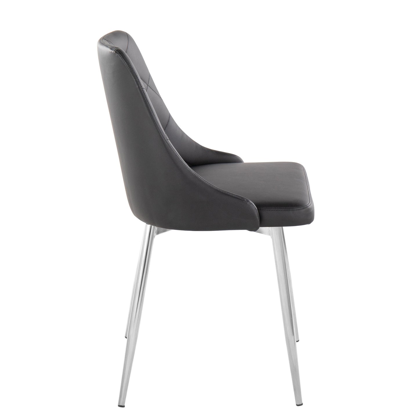 Marche Contemporary Accent/Dining Chair in Black Wood and Black Faux Leather   - Set of 2