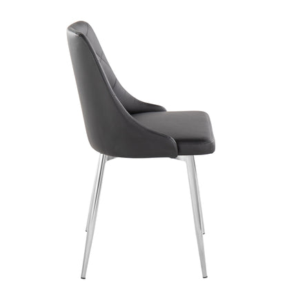 Marche Contemporary Accent/Dining Chair in Black Wood and Black Faux Leather   - Set of 2