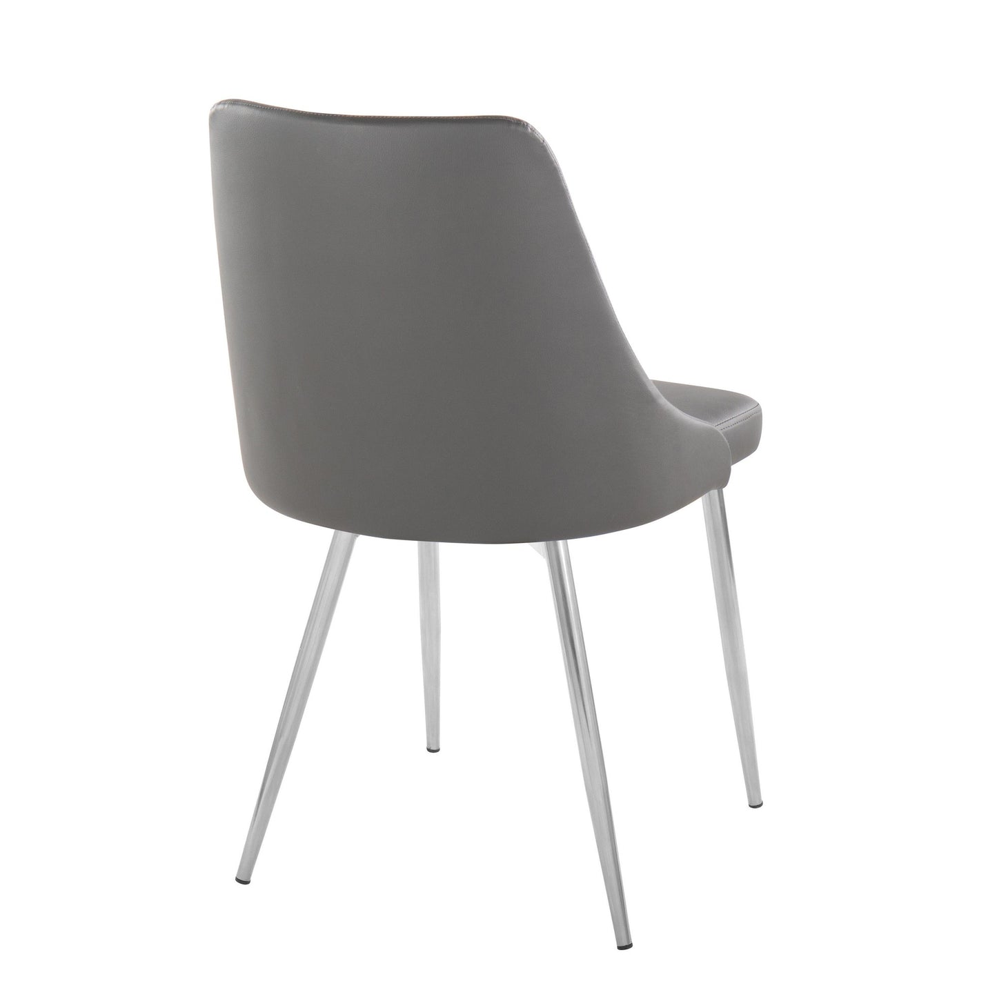 Marche Contemporary Accent/Dining Chair in Black Wood and Black Faux Leather   - Set of 2