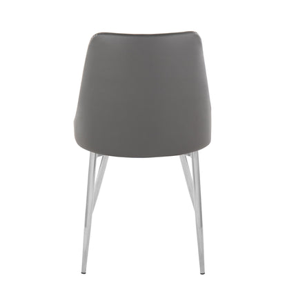 Marche Contemporary Accent/Dining Chair in Black Wood and Black Faux Leather   - Set of 2