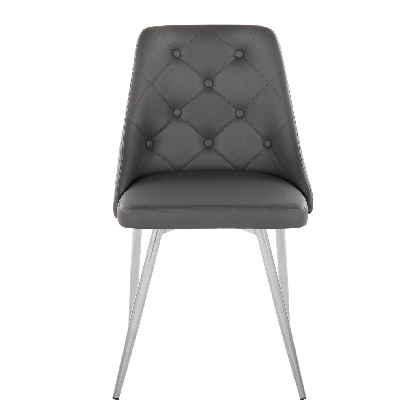 Marche Contemporary Accent/Dining Chair in Black Wood and Black Faux Leather   - Set of 2