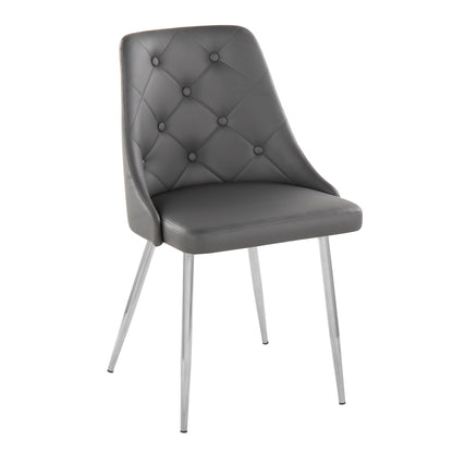 Marche Contemporary Accent/Dining Chair in Black Wood and Black Faux Leather   - Set of 2