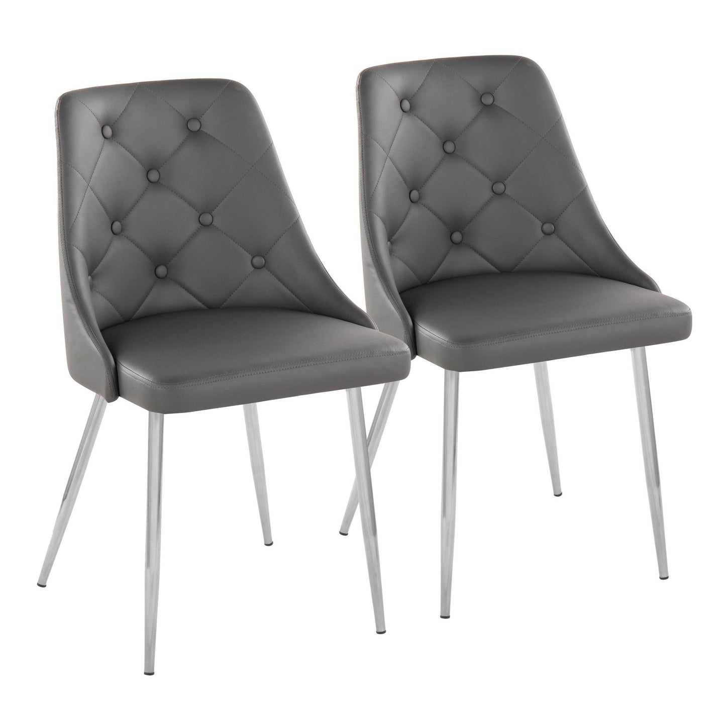 Marche Contemporary Accent/Dining Chair in Black Wood and Black Faux Leather   - Set of 2