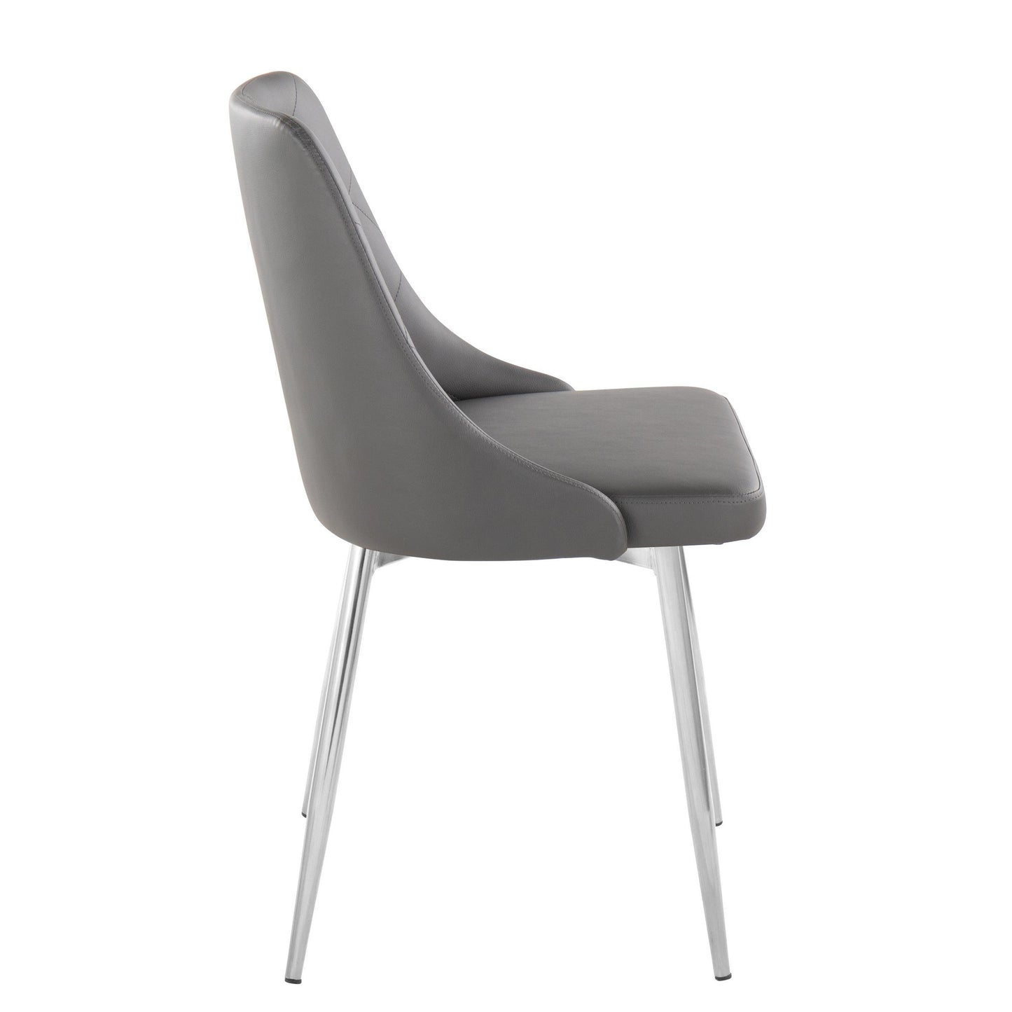 Marche Contemporary Accent/Dining Chair in Black Wood and Black Faux Leather   - Set of 2