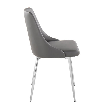Marche Contemporary Accent/Dining Chair in Black Wood and Black Faux Leather   - Set of 2