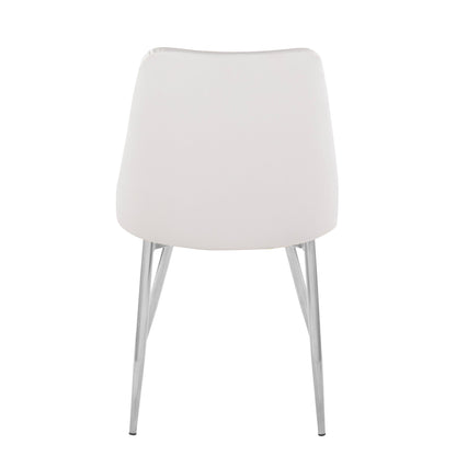 Marche Contemporary Accent/Dining Chair in Black Wood and Black Faux Leather   - Set of 2