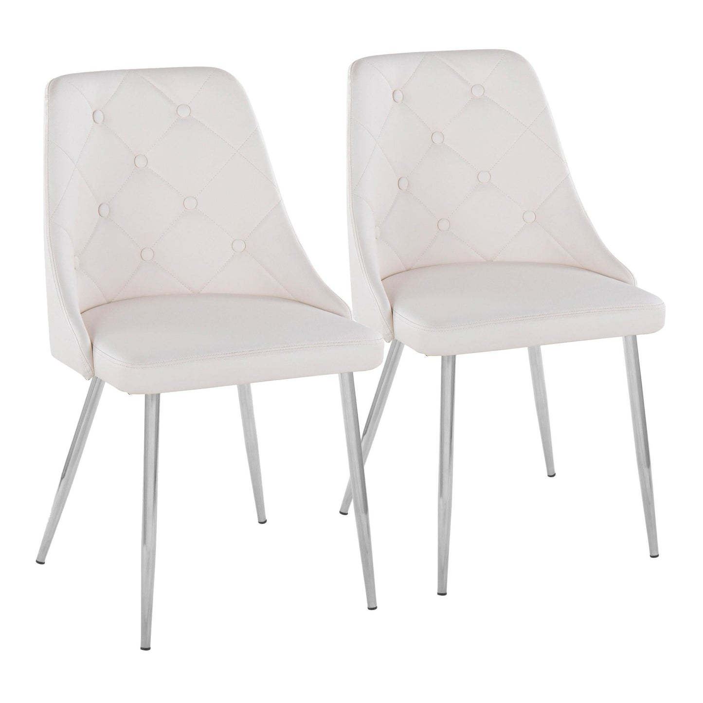 Marche Contemporary Accent/Dining Chair in Black Wood and Black Faux Leather   - Set of 2