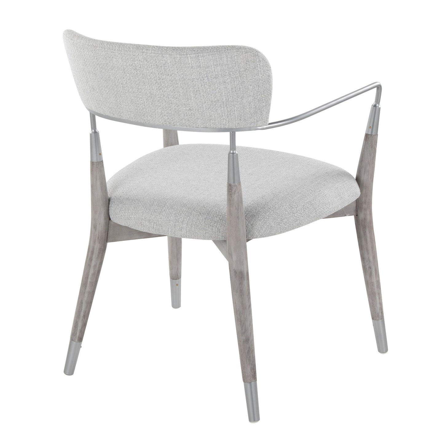 Savannah Contemporary Chair in Grey Brushed Wood and Light Grey Fabric with Silver Accent   - Set of 2