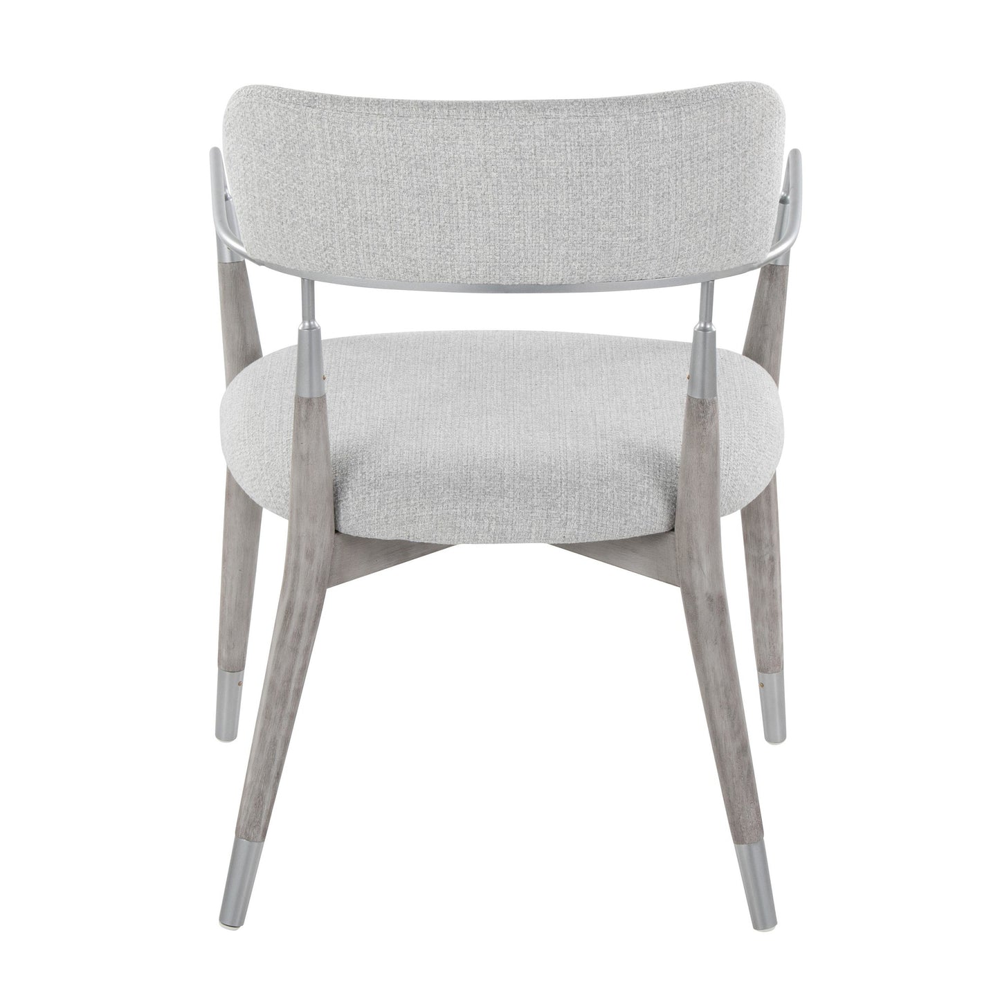 Savannah Contemporary Chair in Grey Brushed Wood and Light Grey Fabric with Silver Accent   - Set of 2