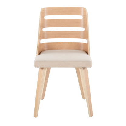 Trevi Mid-Century Modern Dining/Accent Chair in Natural Wood with Cream Fabric