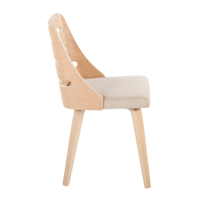 Trevi Mid-Century Modern Dining/Accent Chair in Natural Wood with Cream Fabric